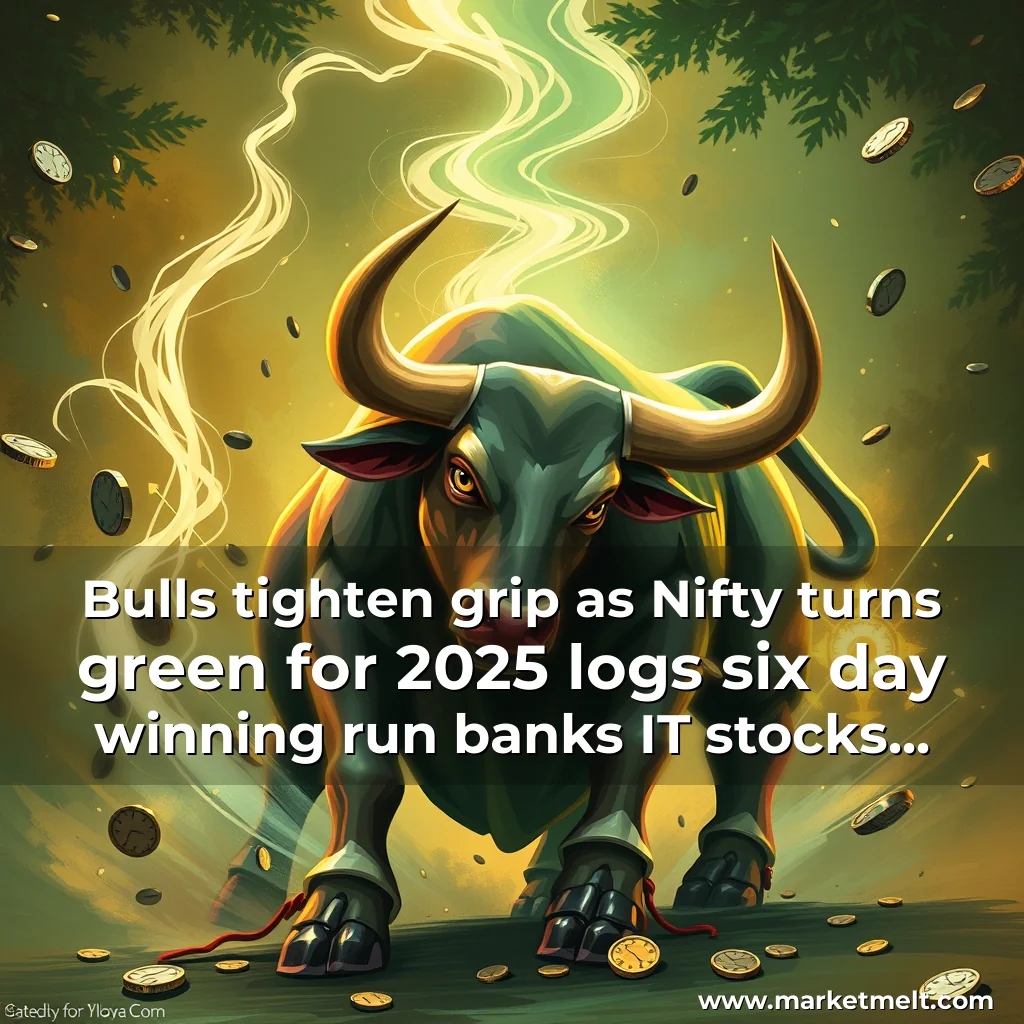 Read more about the article Bulls tighten grip as Nifty turns green for 2025  logs six  day winning run  banks  IT stocks lead